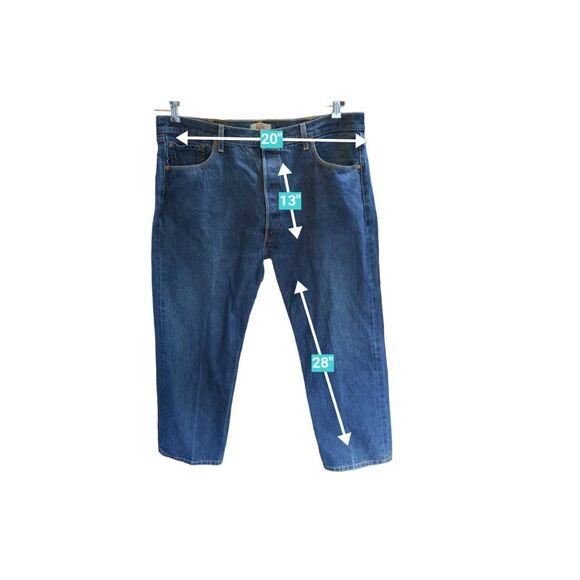 Levi's Men's Blue Denim Size 42x30 501 Original Fit Straight Leg Denim Jean Butt - Picture 5 of 5